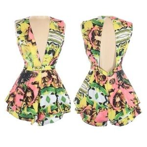 Women’s tropical V neck jumpsuit/romper